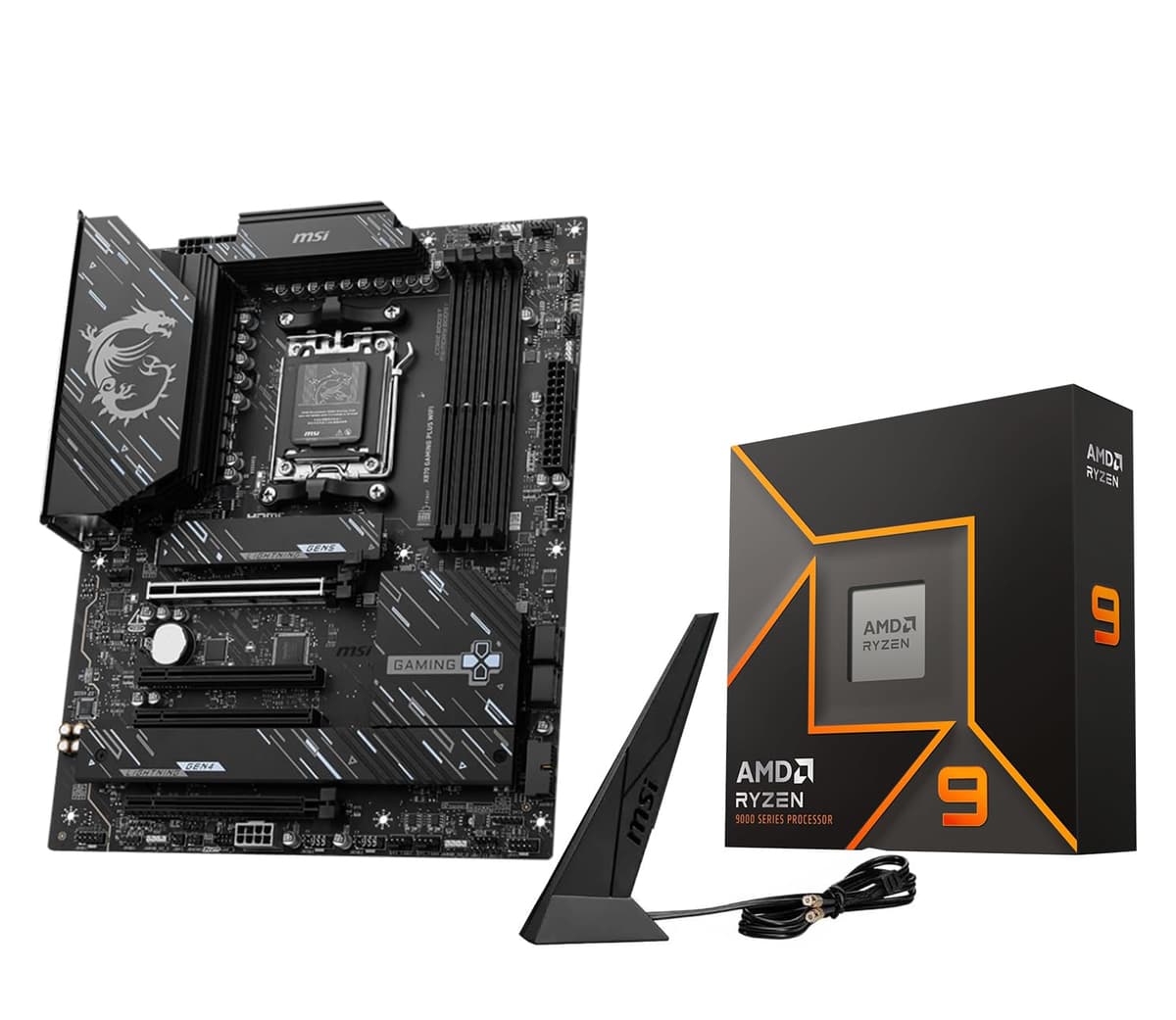 Micro Center Procesador AMD Ryzen 9 9950X con Placa Madre MSI X870 Gaming Plus WiFi (ATX, AM5, DDR5, PCIe 5.0 x16, M.2 Gen5, Wi-Fi 7, LAN 5G) 9950XX870GAMPLWF