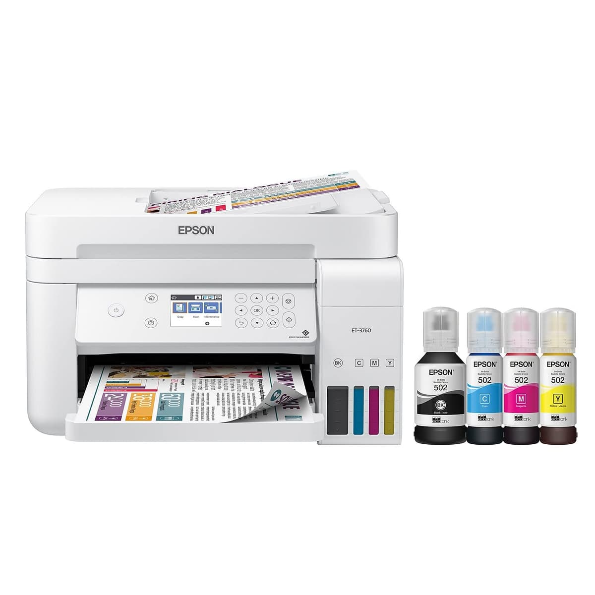 Epson EcoTank ET-3760 - Impresora Supertank Color All-in-One con escáner y fax ET-3760 White