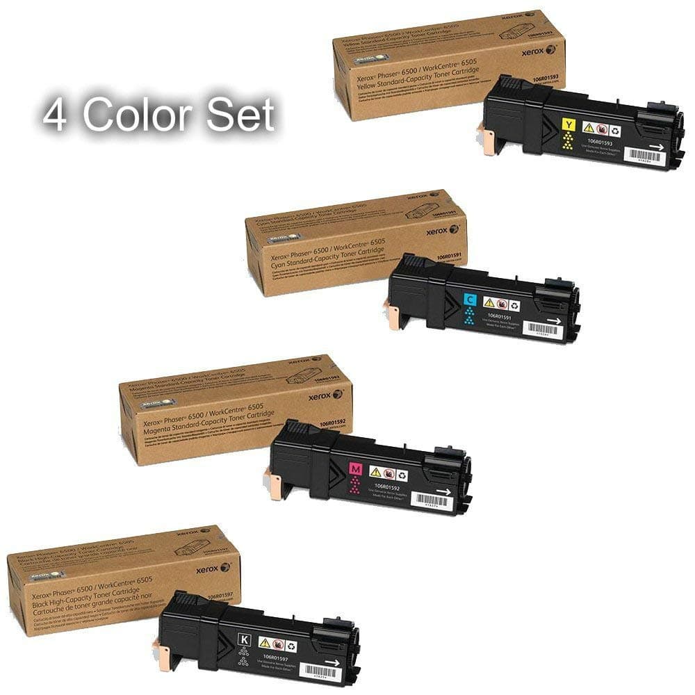 Cartuchos de Tóner Xerox Juego Negro Alta Capacidad y Color Rendimiento Estándar para Phaser 6500 / WorkCentre 6505 65004PK