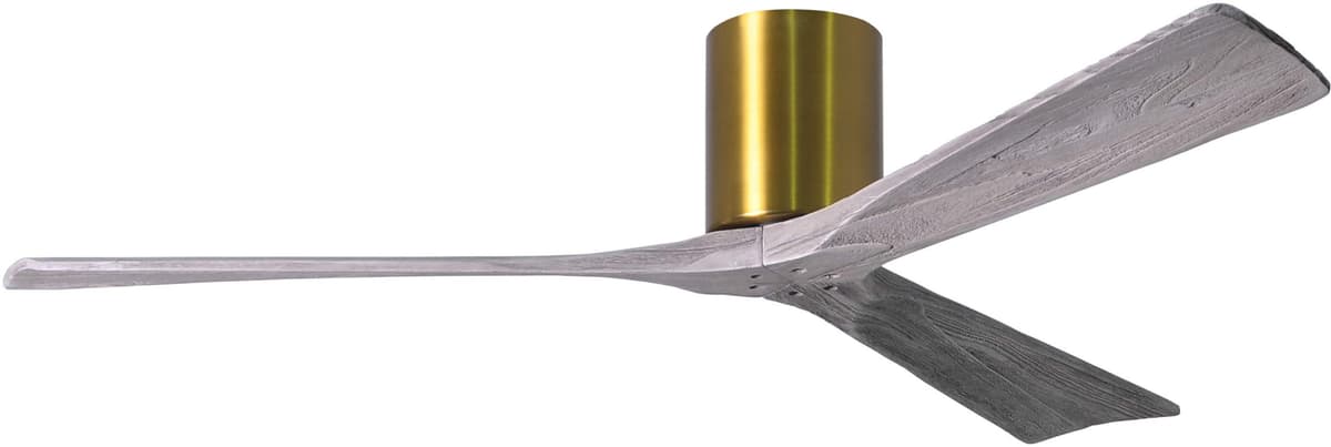 Matthews IR3H-BRBR-BW-60 Irene 60" Damp Rated Flush Mount Ceiling Fan con Control Remoto y de Pared, Motor DC Silencioso, 3 Aspas Barn Wood Tone, Bronce Cepillado