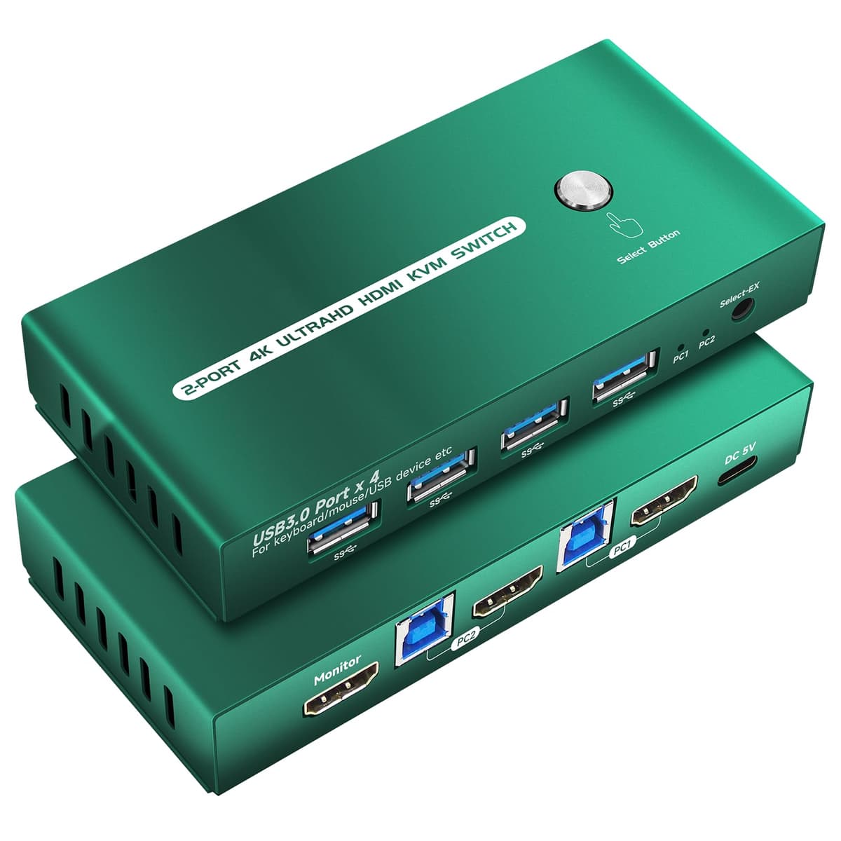 GiantMatrix KVM Switch HDMI 1 monitor 2 computadoras con emulador EDID, HDMI 4K 60Hz y puerto USB 3.0 XJLHDKE20101