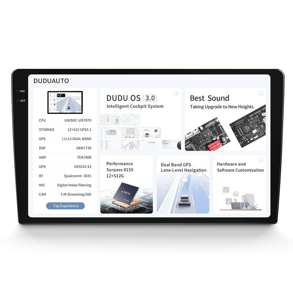 MekedeTech DUDU7 10.36" QLED 2K Estéreo para auto Android 6G RAM 64G ROM