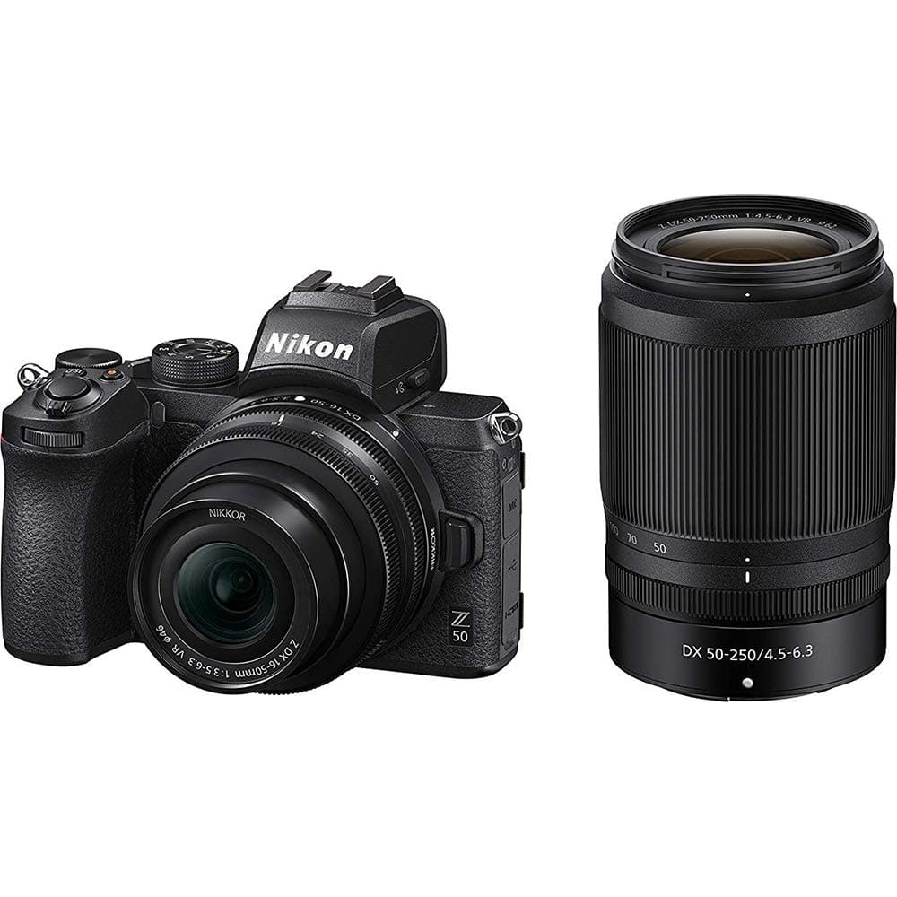 Nikon Z50 DX-Format Mirrorless Camera Body con NIKKOR Z DX 16-50mm y 50-250mm VR - CRTNKZ50X2LENSRB (Renewed)