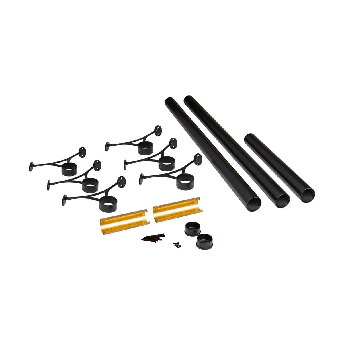 OUTWATER Kit Bar Foot Rail 2" x 20' - Hardware y Tubo para Montaje Subbarra, Acabado Matte Black S83-200-KIT20-MB