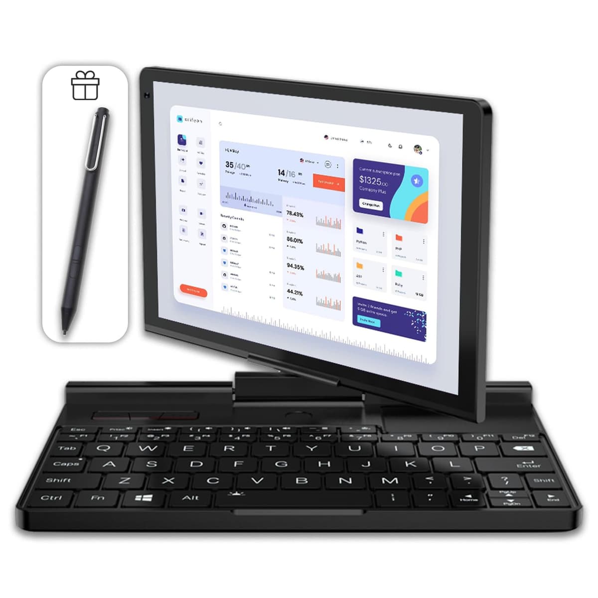 GPD Pocket 3 Mini Laptop con Stylus incluido - Gold, 16GB, 512GB, Pantalla táctil 1920x1200, Windows 11
