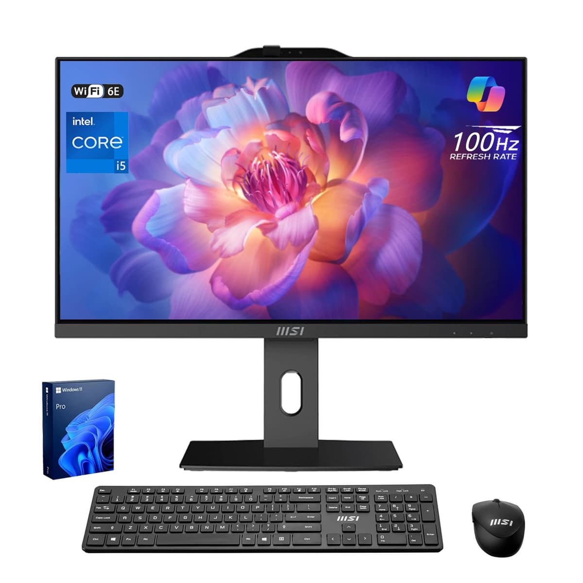 MSI PRO AP242P Todo-en-Uno Empresarial, 23.8" IPS FHD 100Hz con Cuidado Ocular, Intel Core i5-14400, 16GB DDR5, 512GB SSD, Webcam IR FHD, Wi-Fi 6E, HDMI, DP, Teclado y Mouse Inalámbricos, Windows 11 Pro AP242 14M