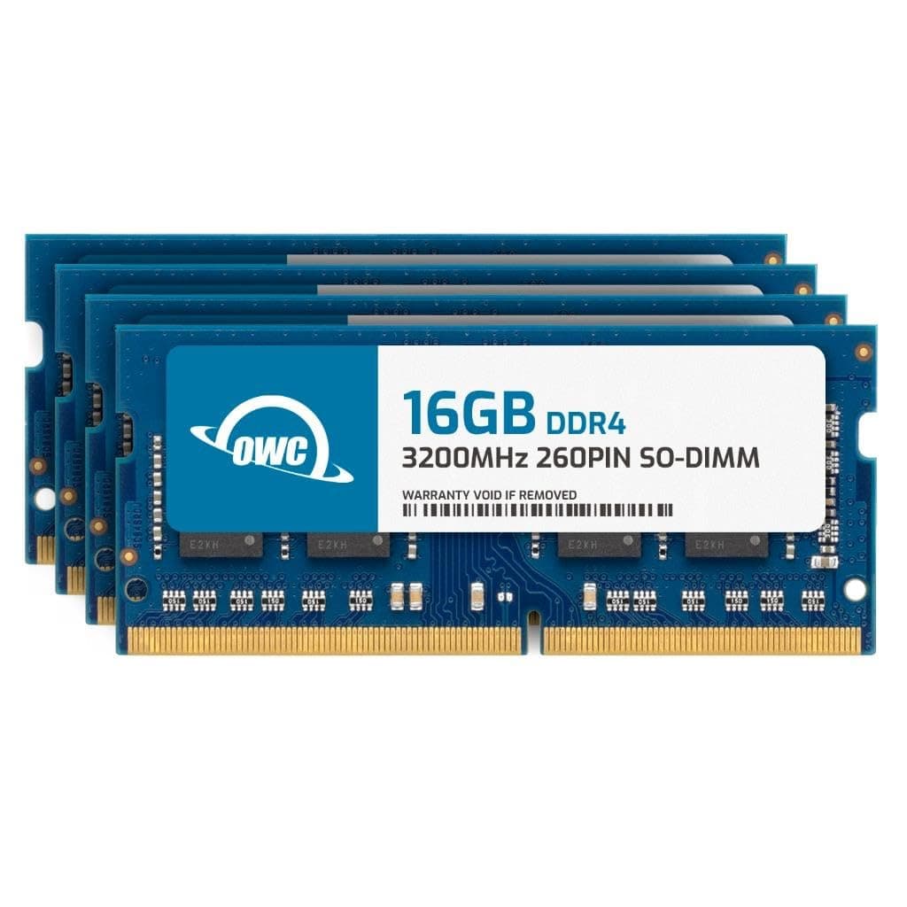 OWC 64GB (4x16GB) DDR4 3200MHz PC4-25600 CL22 1RX8 Non-ECC SODIMM 1.2V Módulos de Memoria RAM para Laptop/Notebook de 260 pines OWC3S2D41R0864S