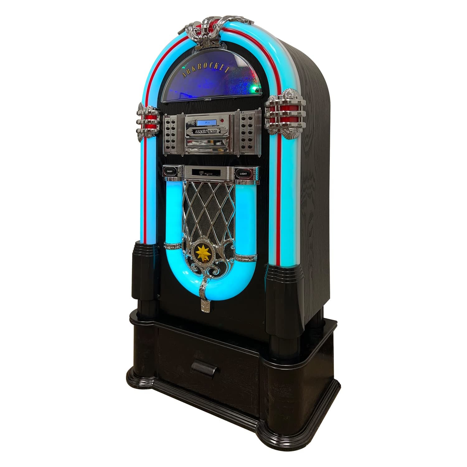 Arkrocket Taurus II - Jukebox retro con tocadiscos, CD, USB, SD y Bluetooth AR01-02PH