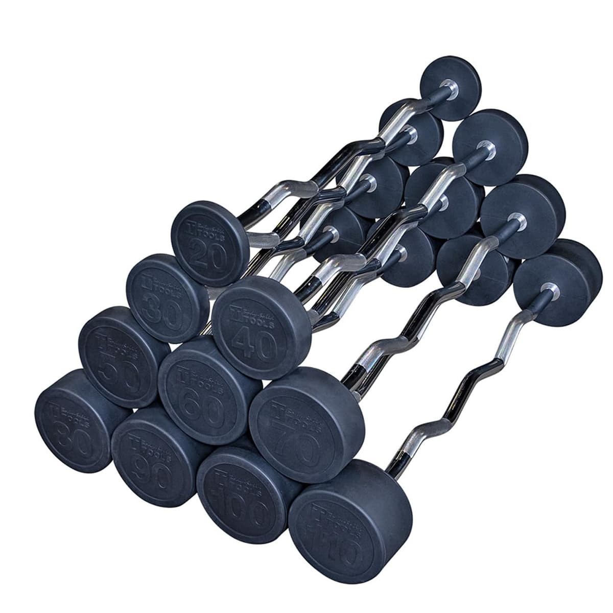 Body-Solid SBZS650 Barra curl fija con pesas recubiertas de goma para levantamiento
