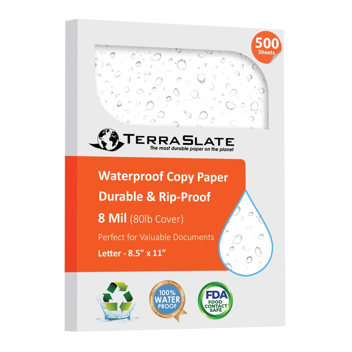TerraSlate papel impermeable para impresora 8.5 x 11, 8 mil, 500 hojas 7MIL500PKAMZN