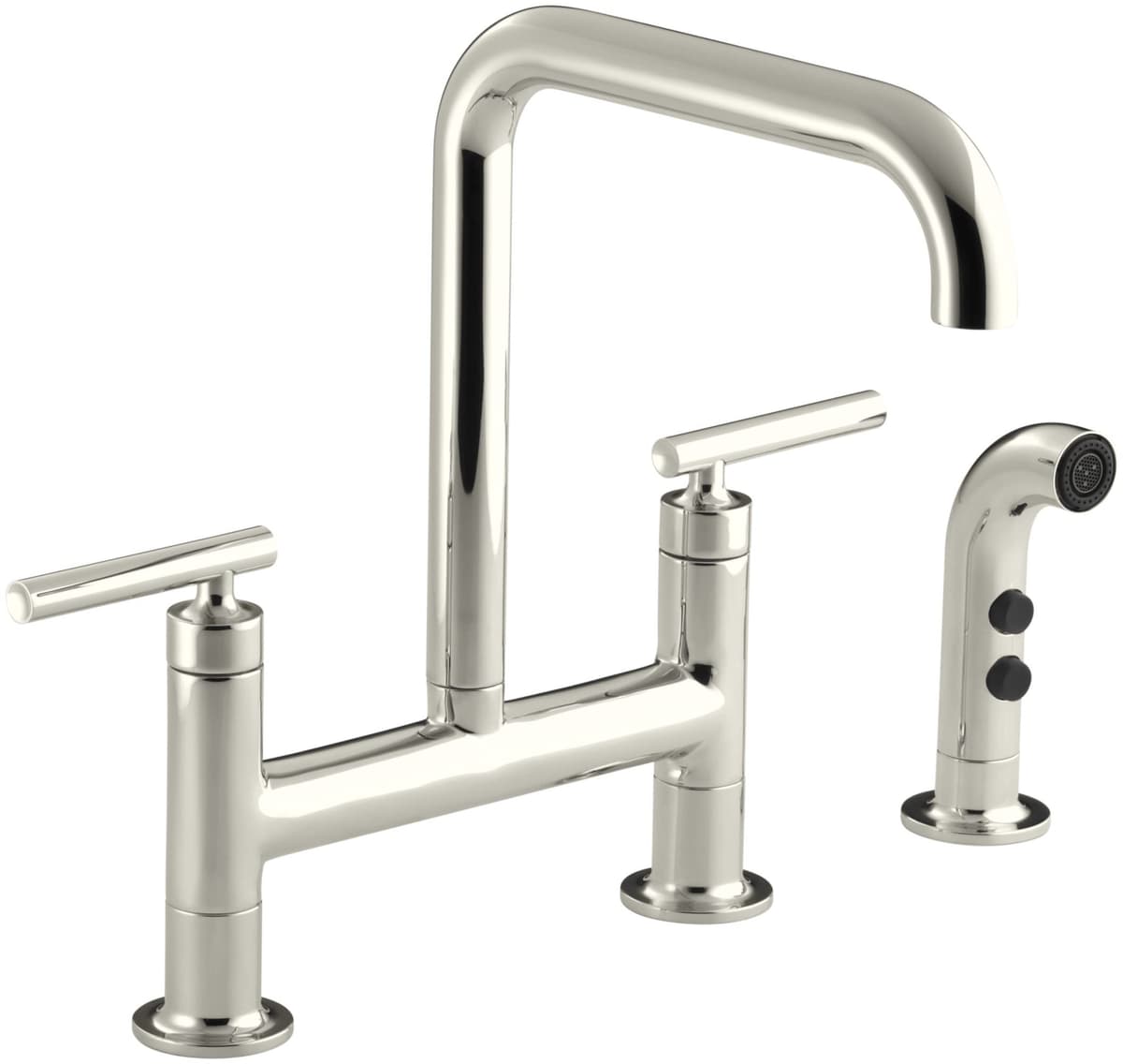 Kohler Purist Grifo Puente de 2 Agujeros para Cocina con Sidespray 7548-4-SN