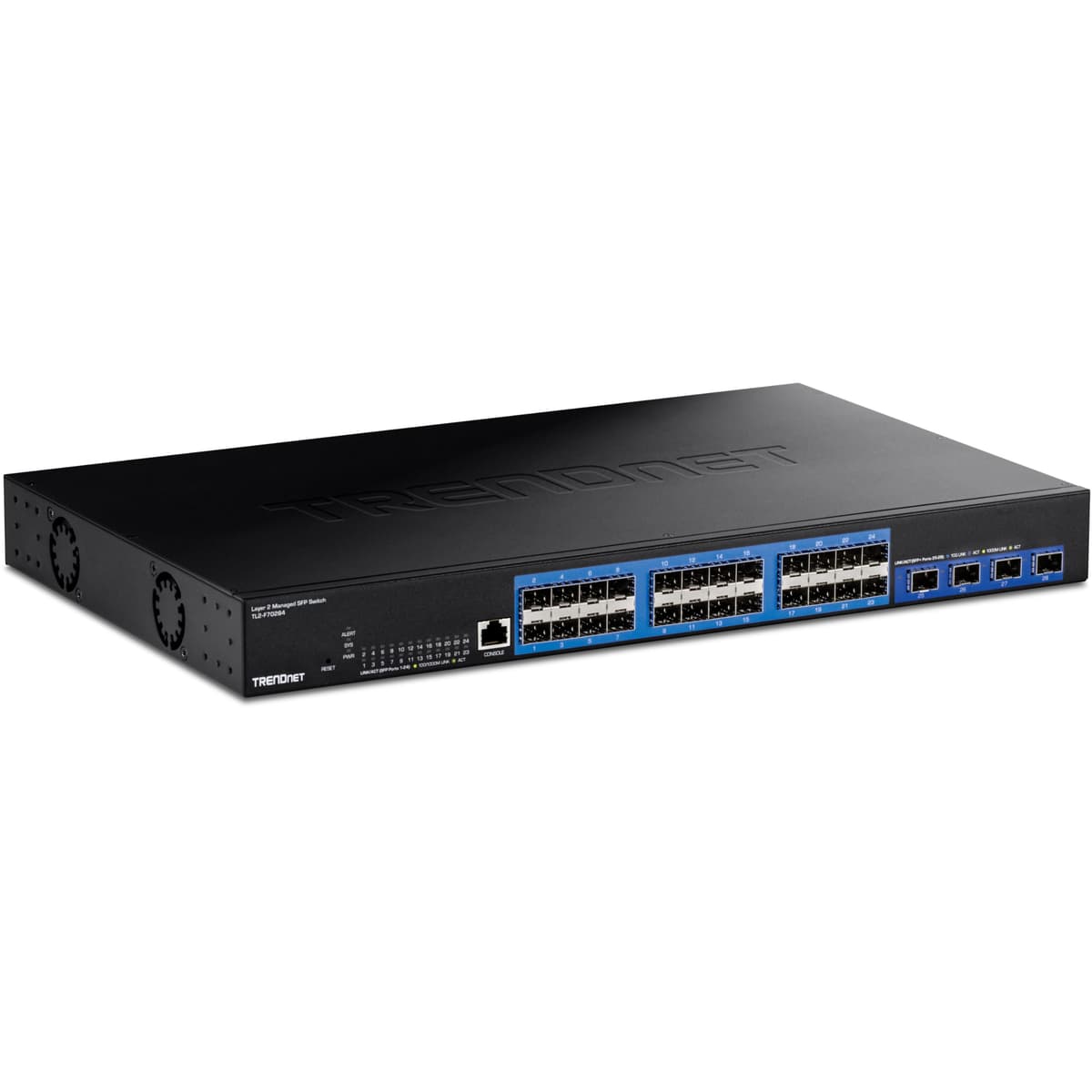 TRENDnet TL2-F70284 Switch SFP gestionado 28 puertos (24 x Gigabit SFP, 4 x 10G SFP+), 128Gbps