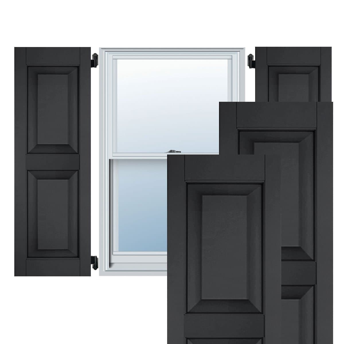 Ekena Millwork RWR18X036BLM postigos exteriores de madera maciza caoba Sapele con panel elevado (por par), 18" x 36", Negro