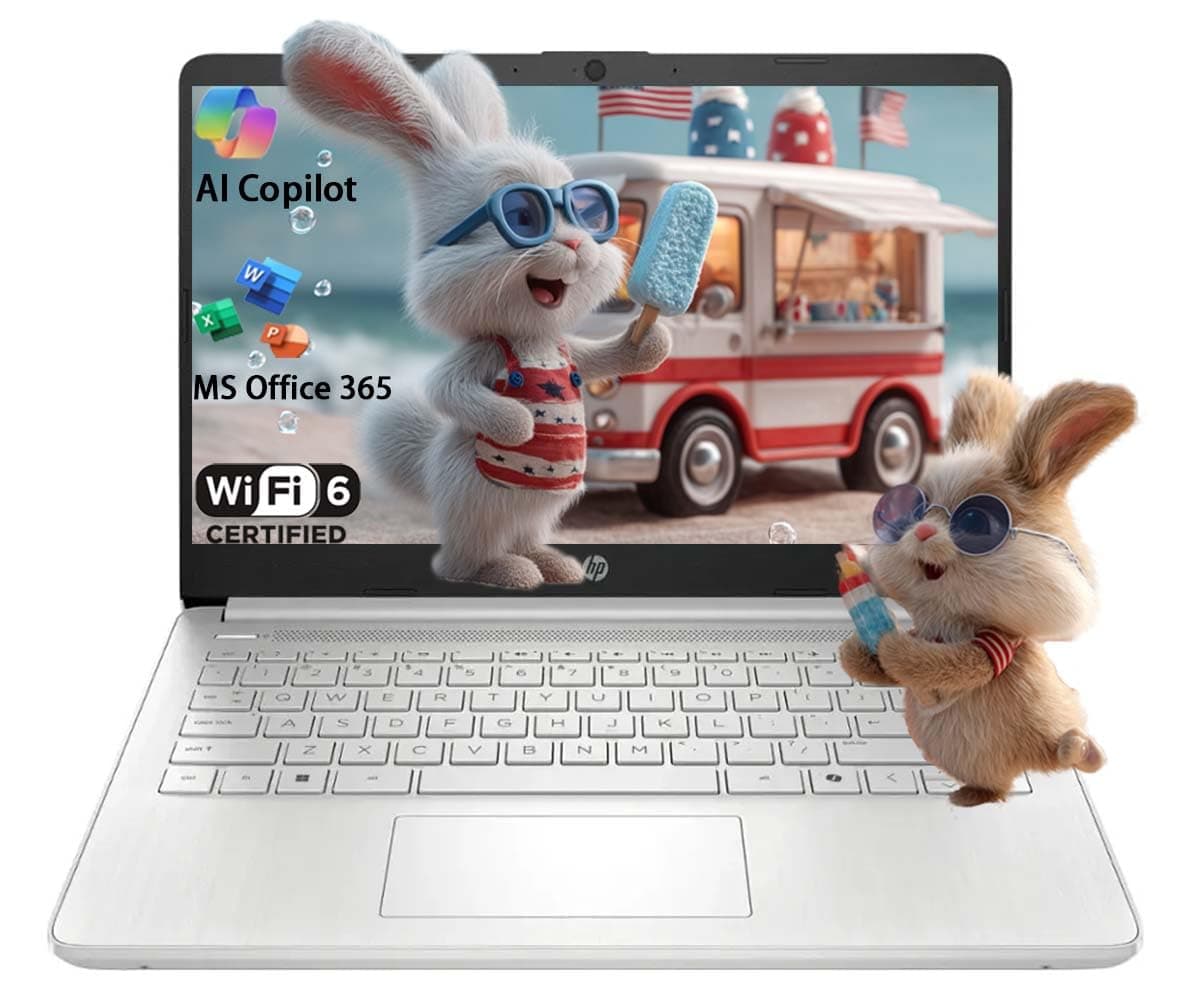 HP Stream 14 para Estudiantes y Negocios, Microsoft Office 365, Copilot AI, 1 TB de Almacenamiento en la Nube, Procesador Intel N150 (Cuatro núcleos, >N4120), 32 GB RAM, 128 GB UFS, Plateado, Windows 11 Home, con Kit 5ave 14-dq6000