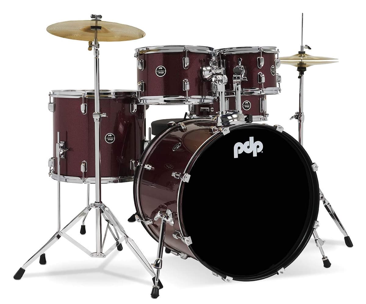 Pacific Drums PDCE2215KTRR Center Stage Kit Ruby Red Sparkle 5 Piezas