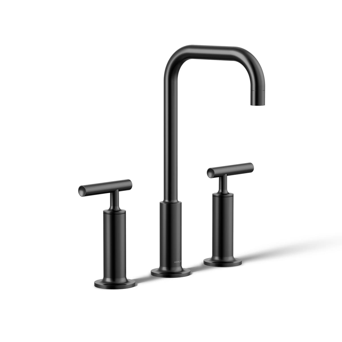 KOHLER Purist K-14408-4-BL grifería para lavabo widespread, palancas altas, negro mate