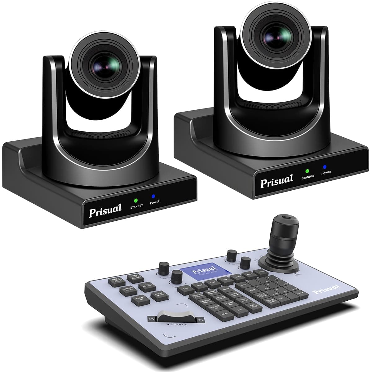 Prisual PTZ Bundle TEM-30S PRO x2 + TEM-JOY1 - PTZ Gen 5 30X, AI Auto Tracking, PoE/HDMI/SDI
