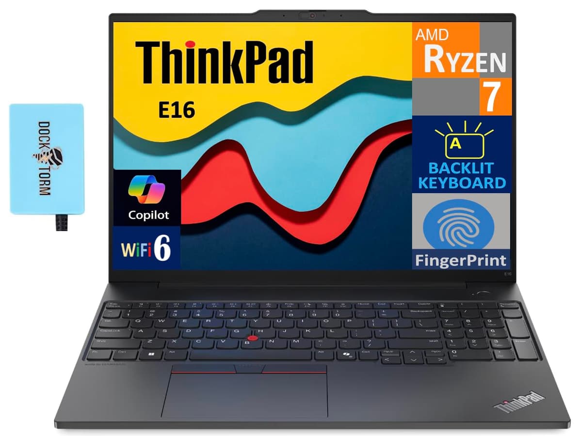 Lenovo ThinkPad E16 Laptop Empresarial 16.0" WUXGA (AMD Ryzen 7 7735U, 16GB DDR5, 256GB SSD PCIe, GPU Integrada, Windows 11 Pro) con Expansor de Puertos USB DKZ