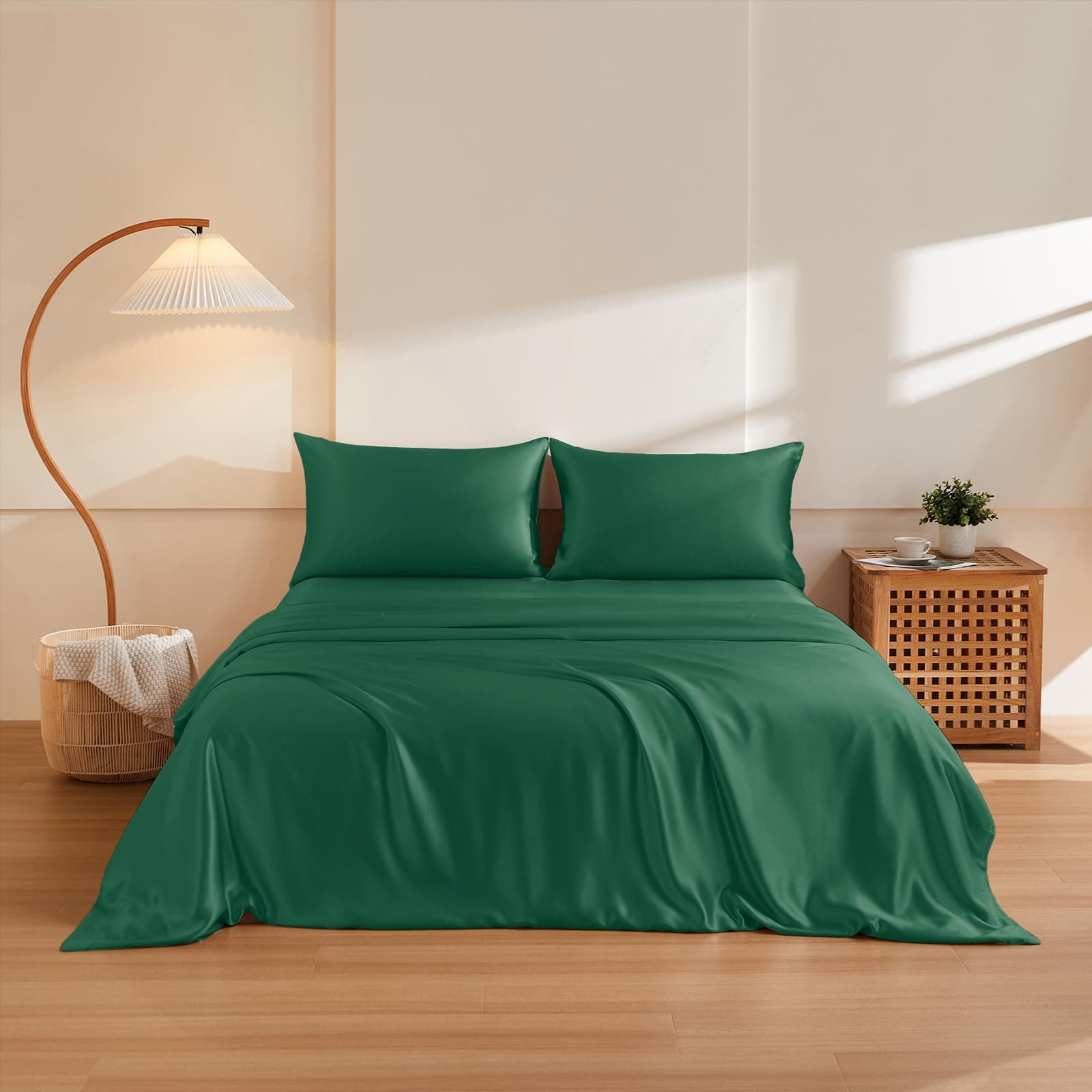 THXSILK juego funda de edredón 100% seda de morera 3 piezas (Emerald Green, Cal. King)