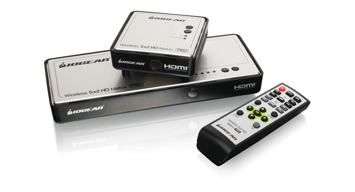 Matriz HDMI inalámbrica de largo alcance IOGEAR con multicast, negra, talla única GWHDMS52MB