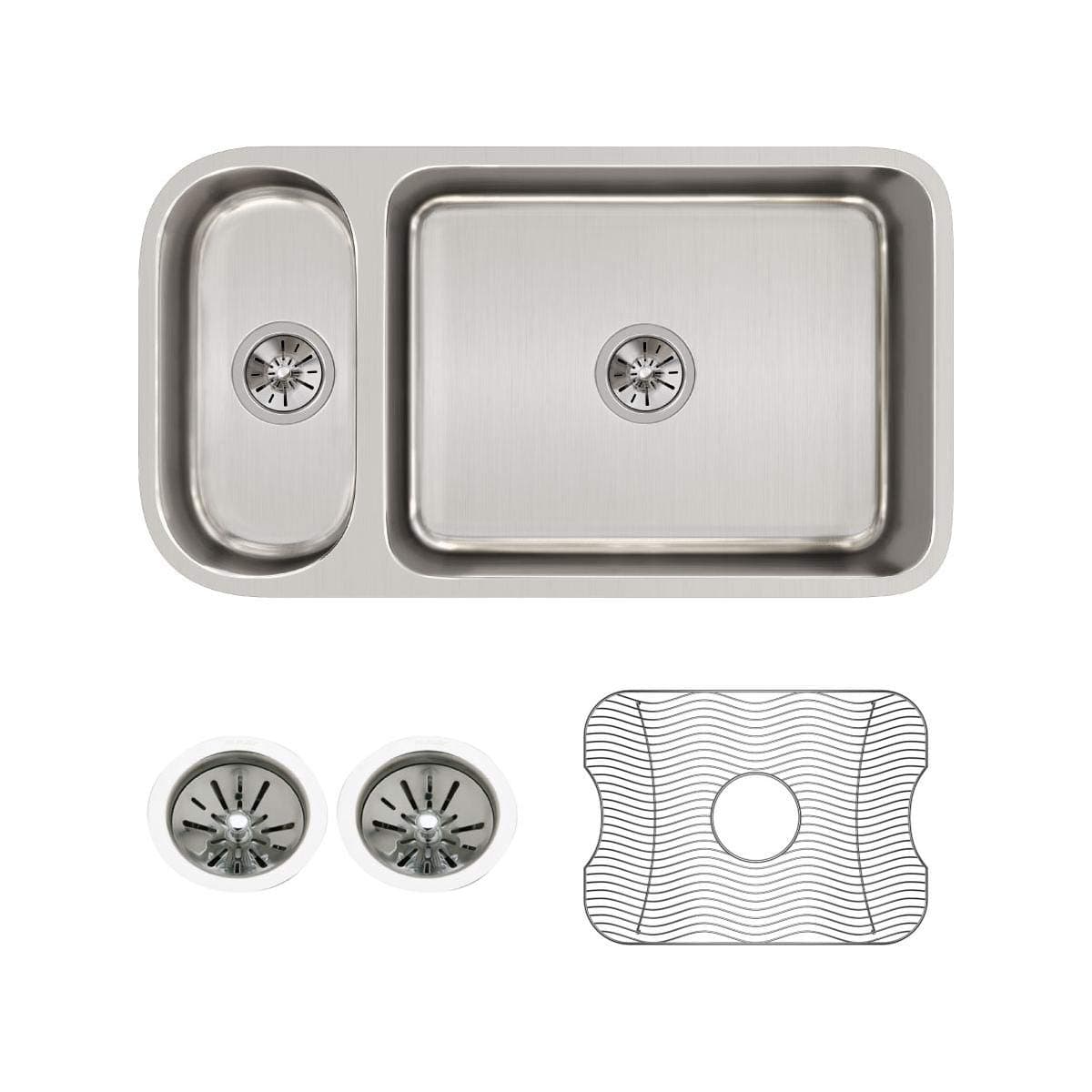 Elkay ELUH3219DBG Lustertone Classic doble tazón undermount de acero inoxidable - kit