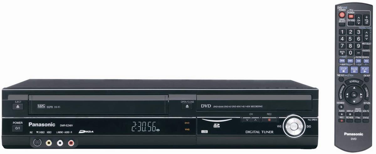 Panasonic DMR-EZ48VP-K Grabador de VHS a DVD con Conversión a 1080p y Sintonizador Integrado (Descontinuado en 2012) (Reacondicionado) DMR-EZ48VP-K-cr