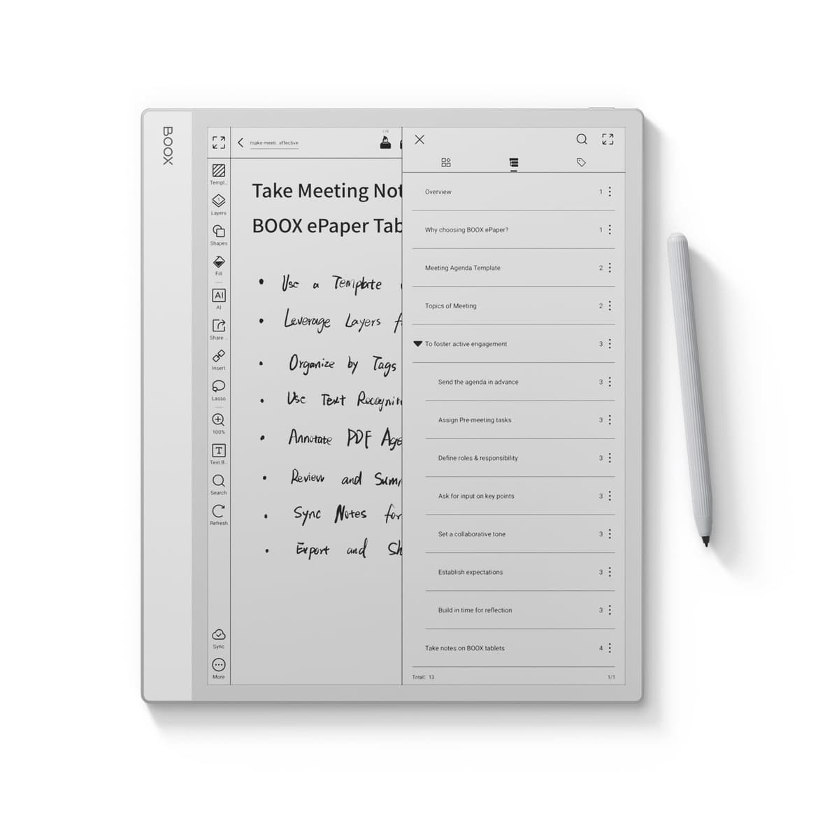 BOOX Tablet Note Max 13.3 Sin Luz Frontal Blanco y Negro ePaper Cuaderno Carta 1300 300 PPP 6G 128G
