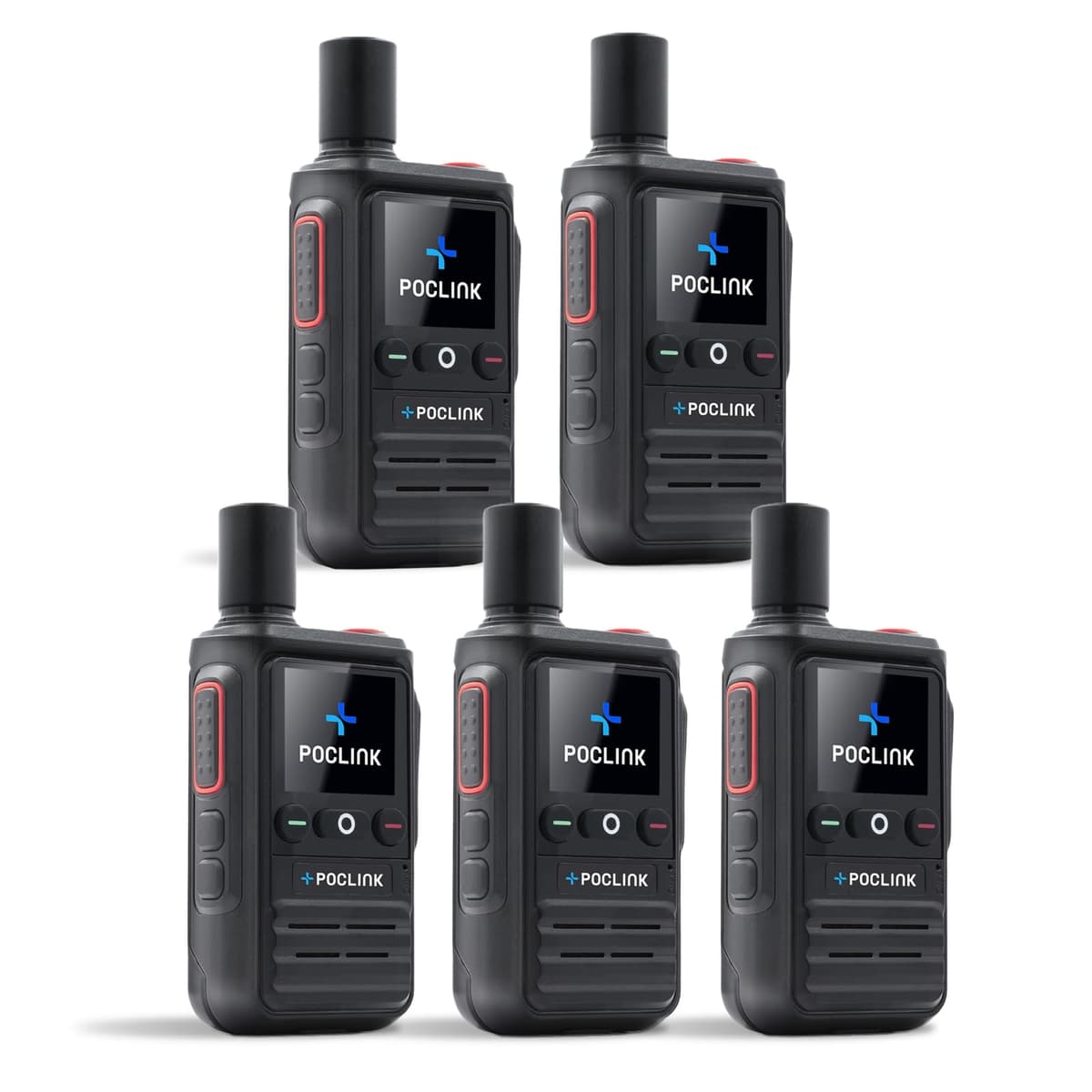 Poclink Walkie Talkies Globales POC-1 Lite 4G LTE Long Range con Bluetooth y APP, Recargables (Pack de 5)