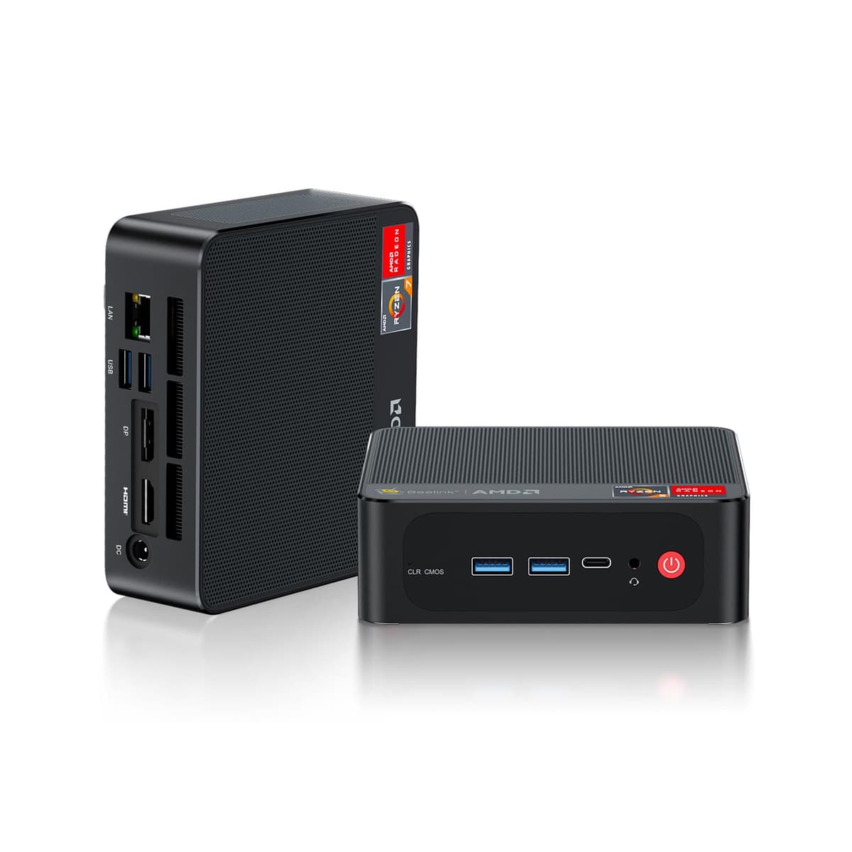 Beelink SER5 MAX Mini PC, AMD Ryzen 7 7735HS (8C/16H, hasta 4.75 GHz), 24GB LPDDR5 500GB SSD NVMe, Mini PC de escritorio compatible con 4K@120Hz/WiFi6/BT5.2/DP1.4/HDMI/Type-C/PC para juegos SEI