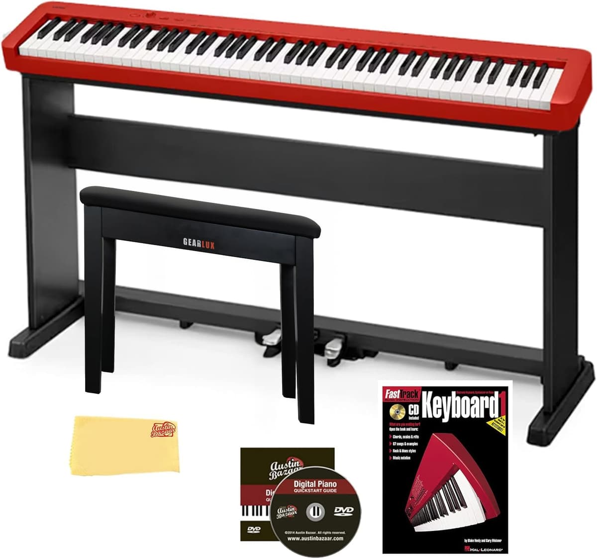 Casio CDP-S160 Piano Digital 88 Teclas Bundle Rojo con Stand y Accesorios AUS-CDP-S160-RD-COMBO-PRO