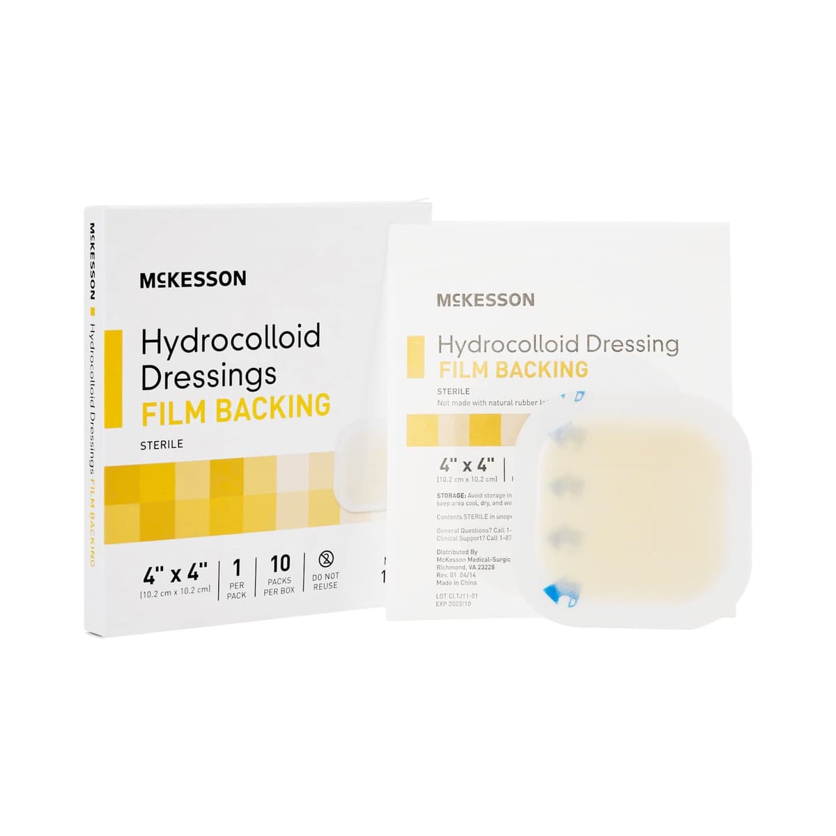 McKesson Apósito Hidrocoloide Estéril 4 x 4 in, 200 unidades (10 x 20 Packs) 1887