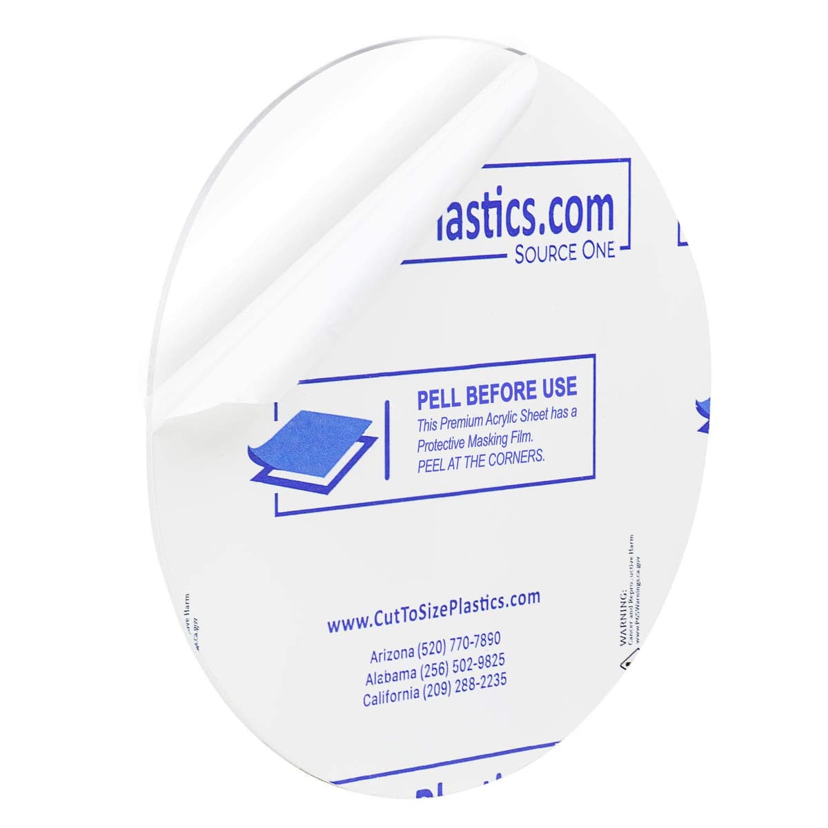 SOURCE ONE Disco redondo de acrílico transparente (plexiglas) disponible en todos los grosores y diámetros