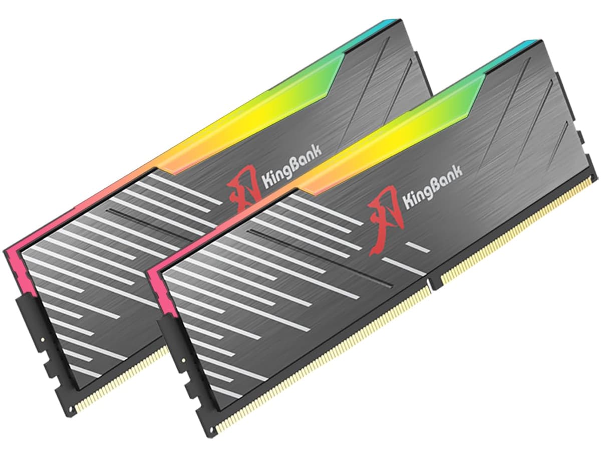 KingBank RGB Memoria RAM para Computadora de Escritorio Hynix M-die DDR5 32GB (2x16GB) 6400MT/s CL32 1.4V con Disipador para Computadora de Escritorio Gaming/Oficina/PS, Negro