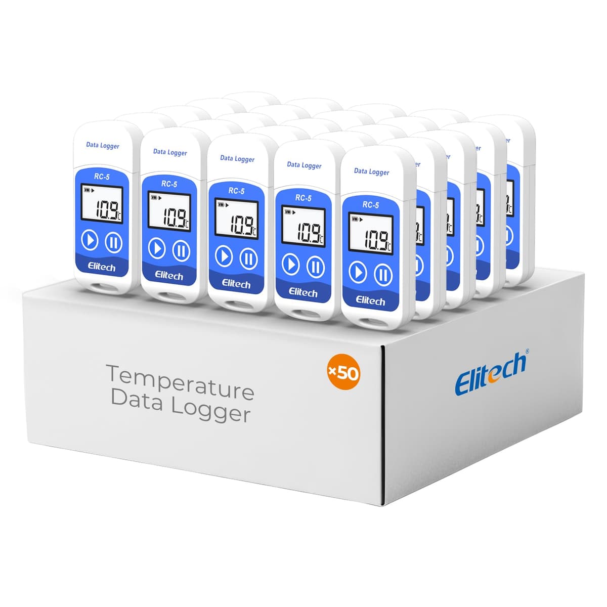 Elitech RC-5 USB - Registrador de Temperatura 32,000 puntos (Paquete 50) RC-5-50PACK