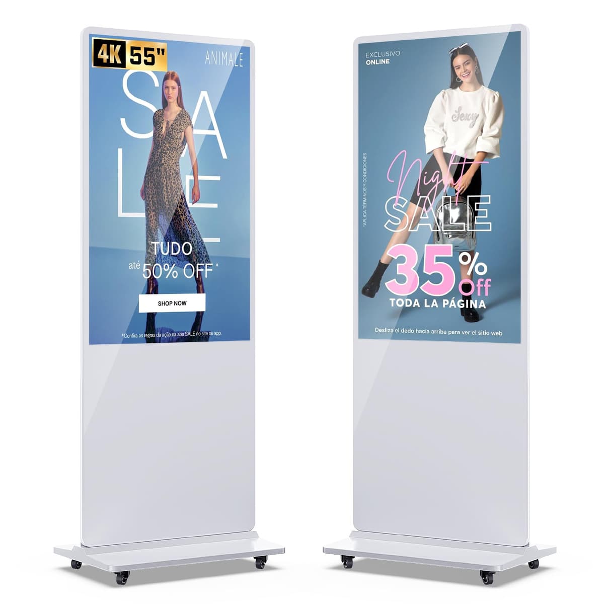 QIXZOCV MWE 55" 4K Digital Signage Kiosk de Piso, Pantalla Comercial Android