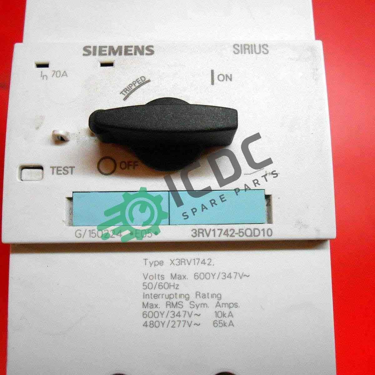 Siemens 3RV17 42-5QD10 Interruptor térmico/automático, terminales de tornillo, Tamaño S3, 70A