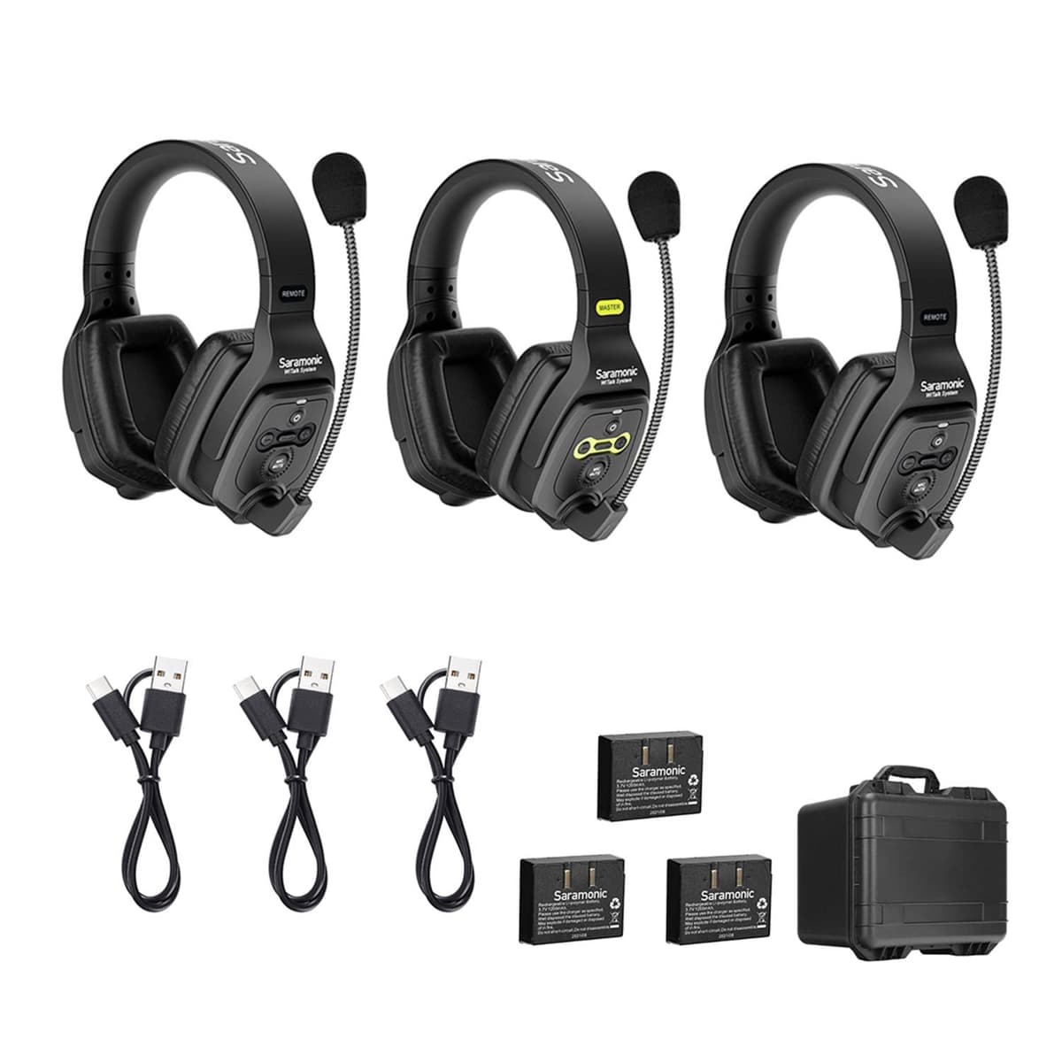 Saramonic WiTalk-WT3D | Sistema de Intercomunicación Inalámbrico de Auriculares Dual para 3 Personas con Doble Vía Completa 1.9 GHz y Estuche Rígido Personalizado