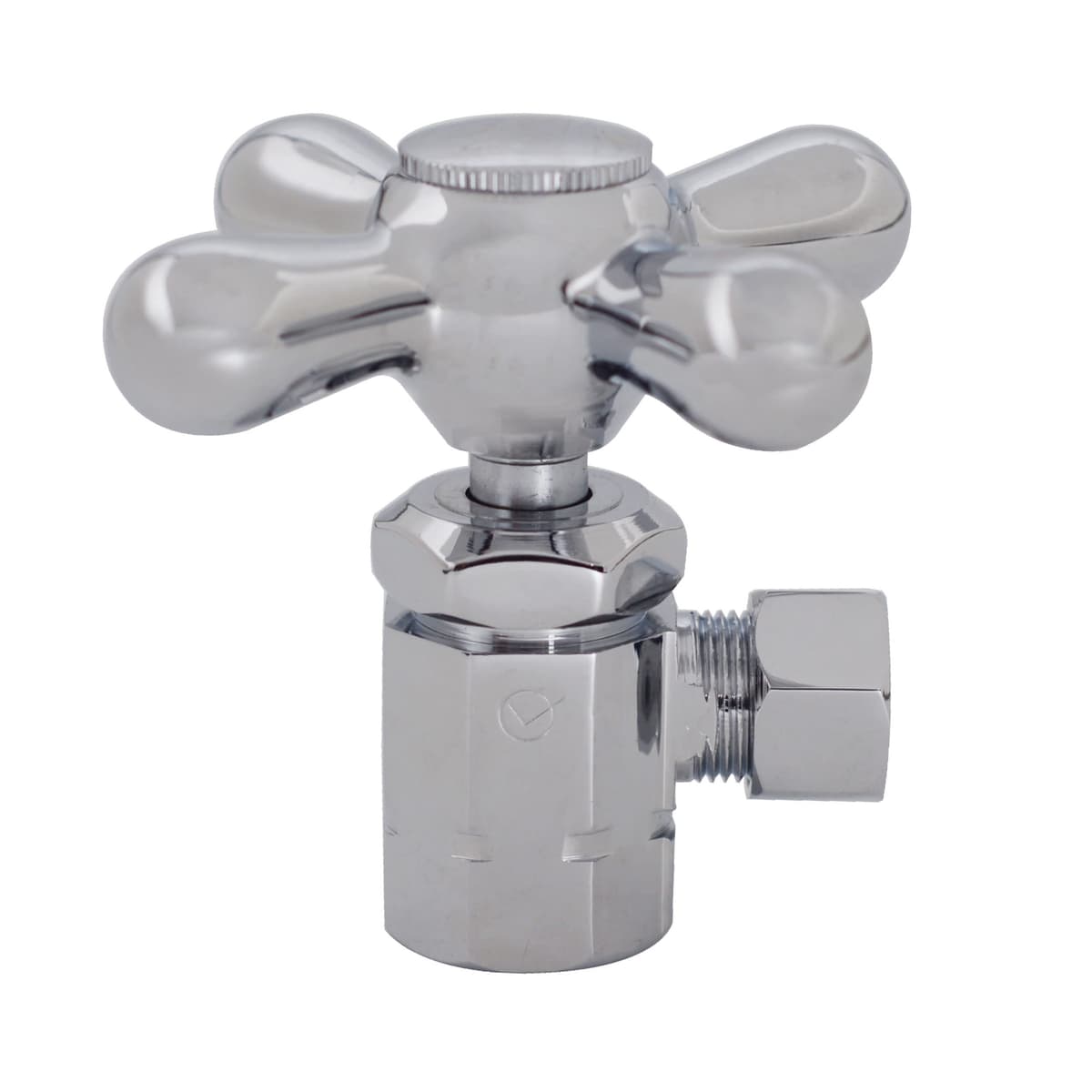 Westbrass D103X-60-26 Válvula de cierre de ángulo con manija en cruz, entrada 1/2" IPS con salida de compresión 3/8", cromo pulido (paquete de 60)