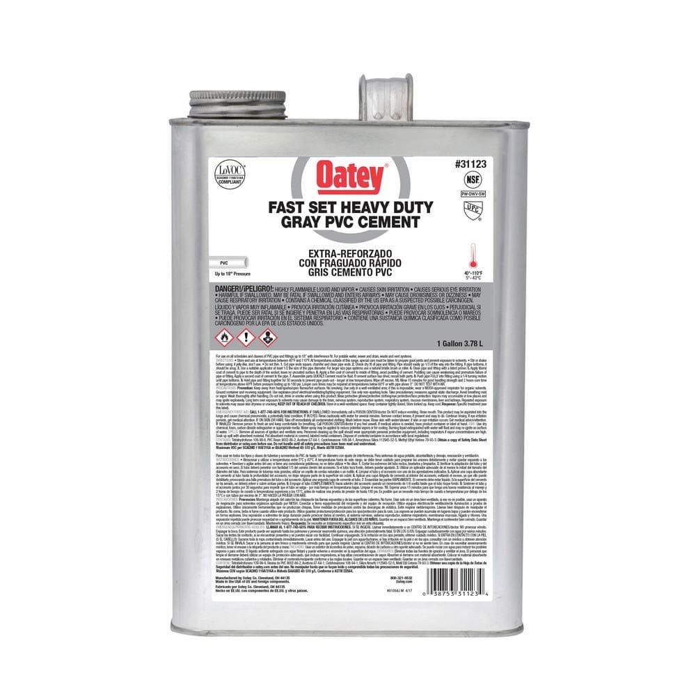 Oatey 31123 Fast Set Cement PVC gris, 1 galón (128 fl oz)