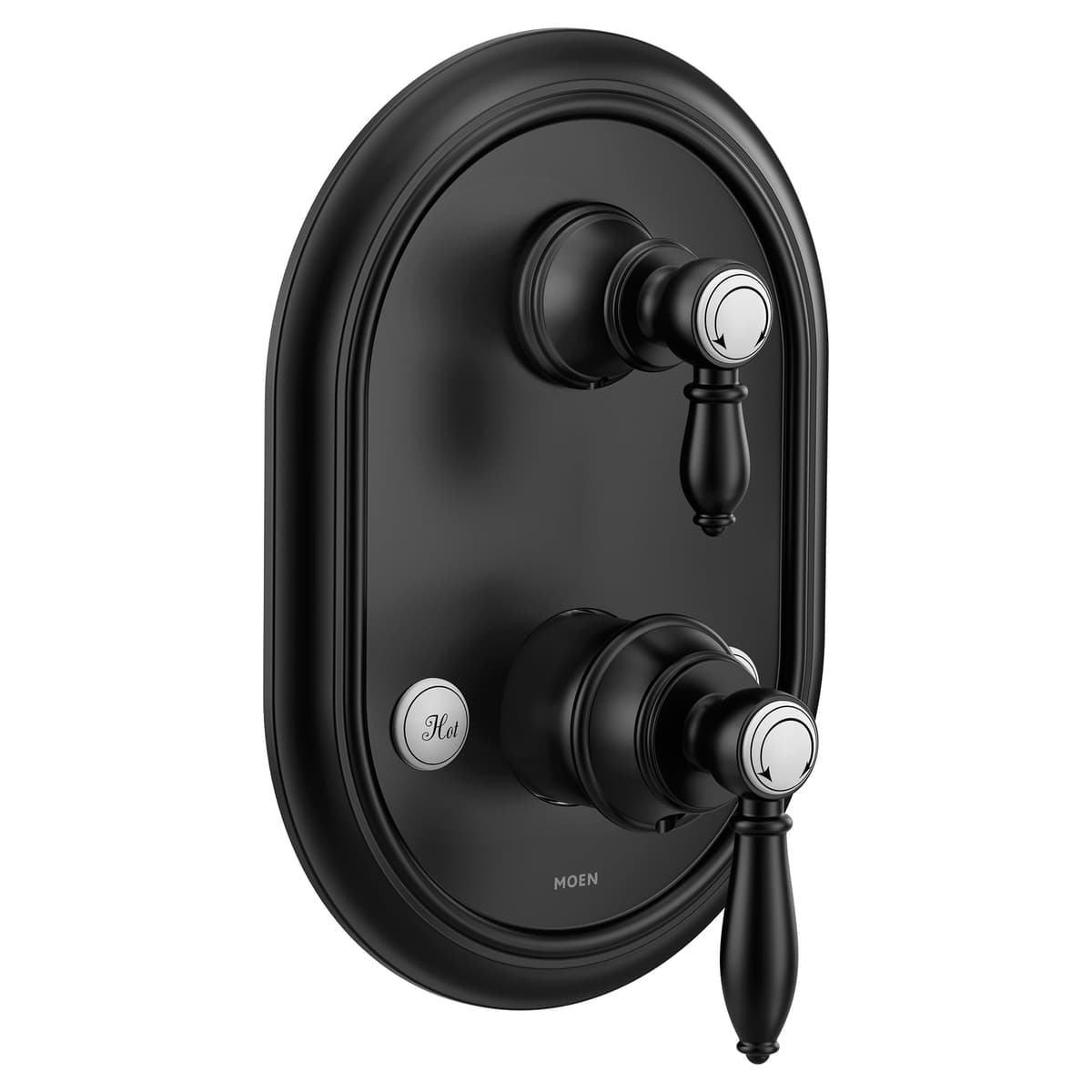 Moen Weymouth M-CORE 3-Series UTS4311BL Kit de terminación de ducha 2 manijas con válvula de transferencia integrada Matte Black
