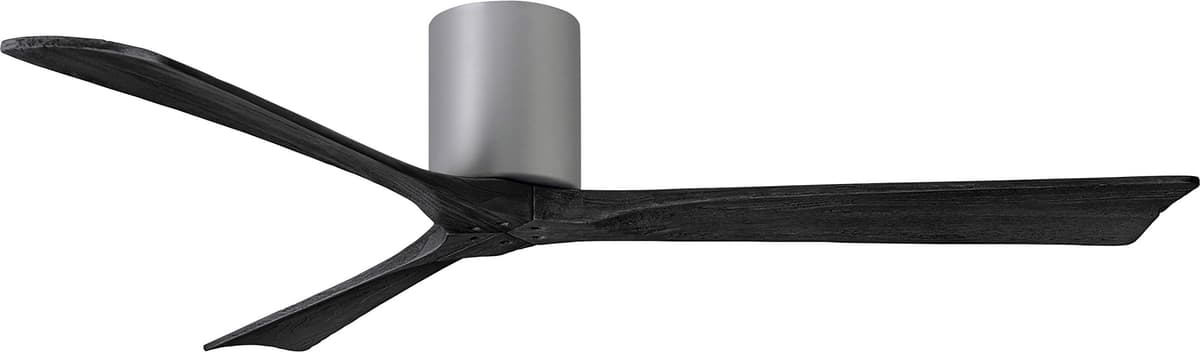 Matthews IR3H-BN-BK-60 Ventilador de Techo Irene 60" Flush Mount, Motor DC Silencioso, 3 Aspas de Madera, Níquel Cepillado