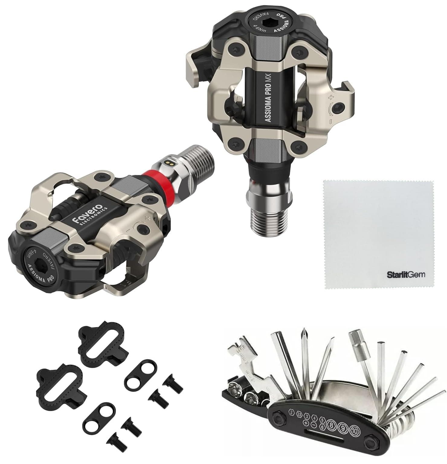 StarlitGem Favero Assioma Pro MX-1 Pedales Potenciómetro Unilaterales con Kit 773-10-01
