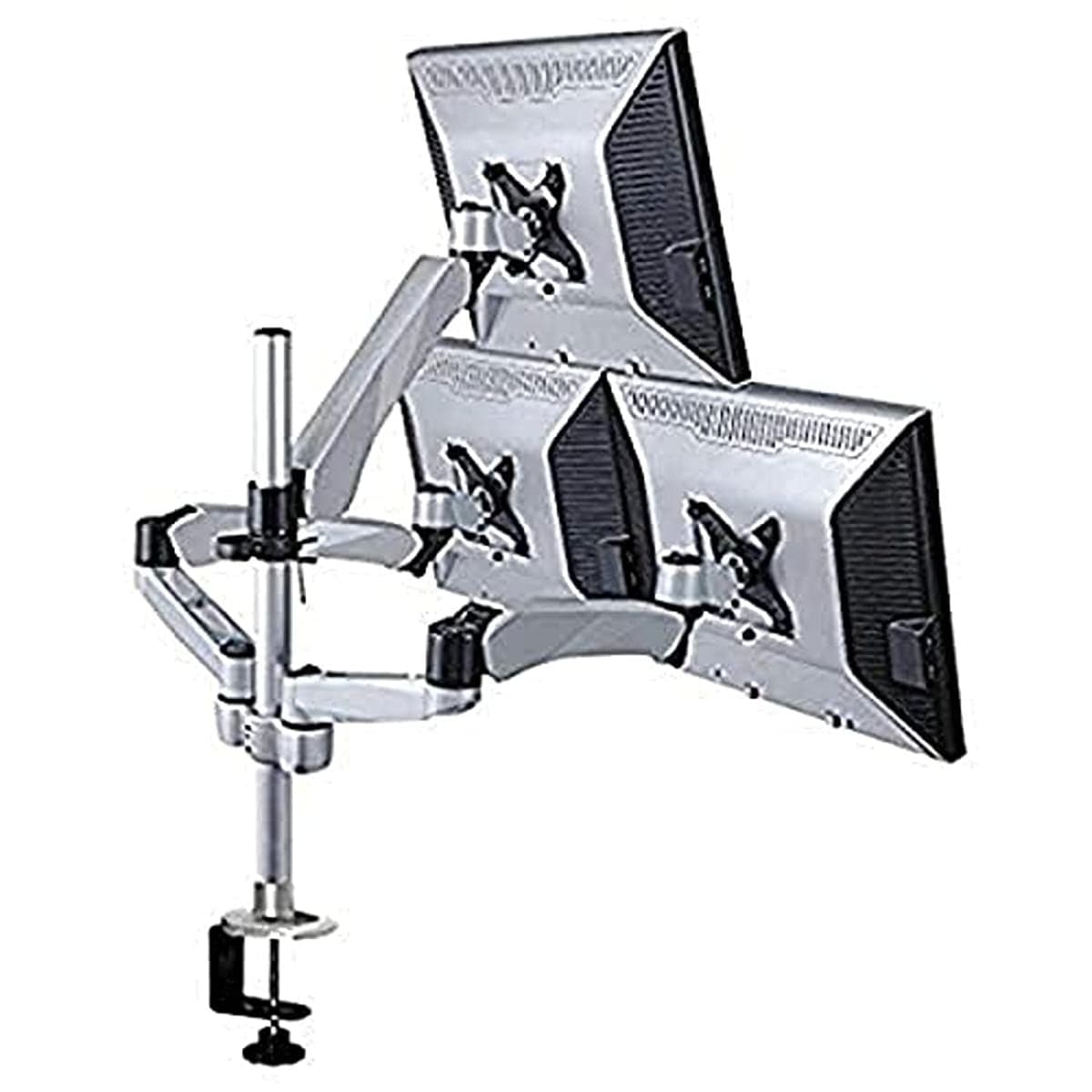 Mount-it! Brazo ajustable en altura para escritorio para tres monitores con muelle y liberación rápida (MI-55116)