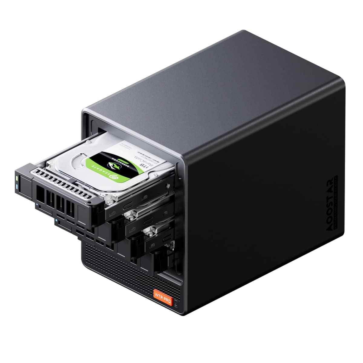 AOOSTAR WTR PRO NAS Mini PC de 4 bahías con AMD R7 5825U, 64 GB DDR4, 1 TB PCIe 4.0 M.2 NVMe, 2 x 2.5 GbE i226-V, compatible con hasta 96 TB de almacenamiento (4 bahías para HDD de 2.5"; 2 ranuras NVMe de 4 TB)