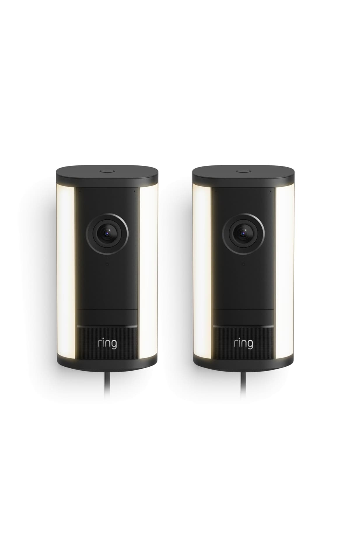 Ring Spotlight Cam Pro, con cable (modelo más reciente), seguridad para hogar o negocio, vídeo Retinal 4K gran angular, zoom mejorado 10x y reflectores de 600 lúmenes, paquete de 2, negro 53-101029