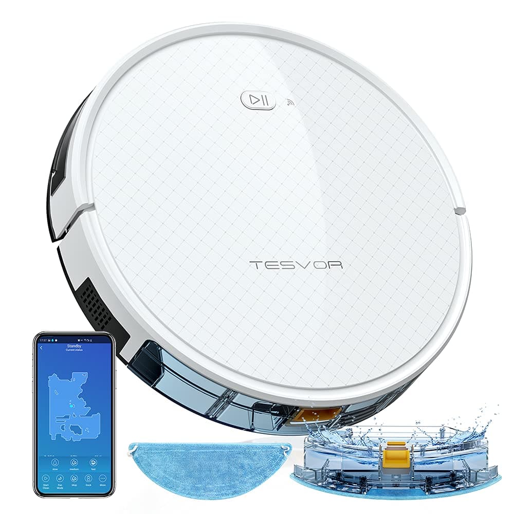 Tesvor Robot Vacuum X500Pro: robot aspiradora y mop con 1800Pa y Wi-Fi Staubsauger Roboter