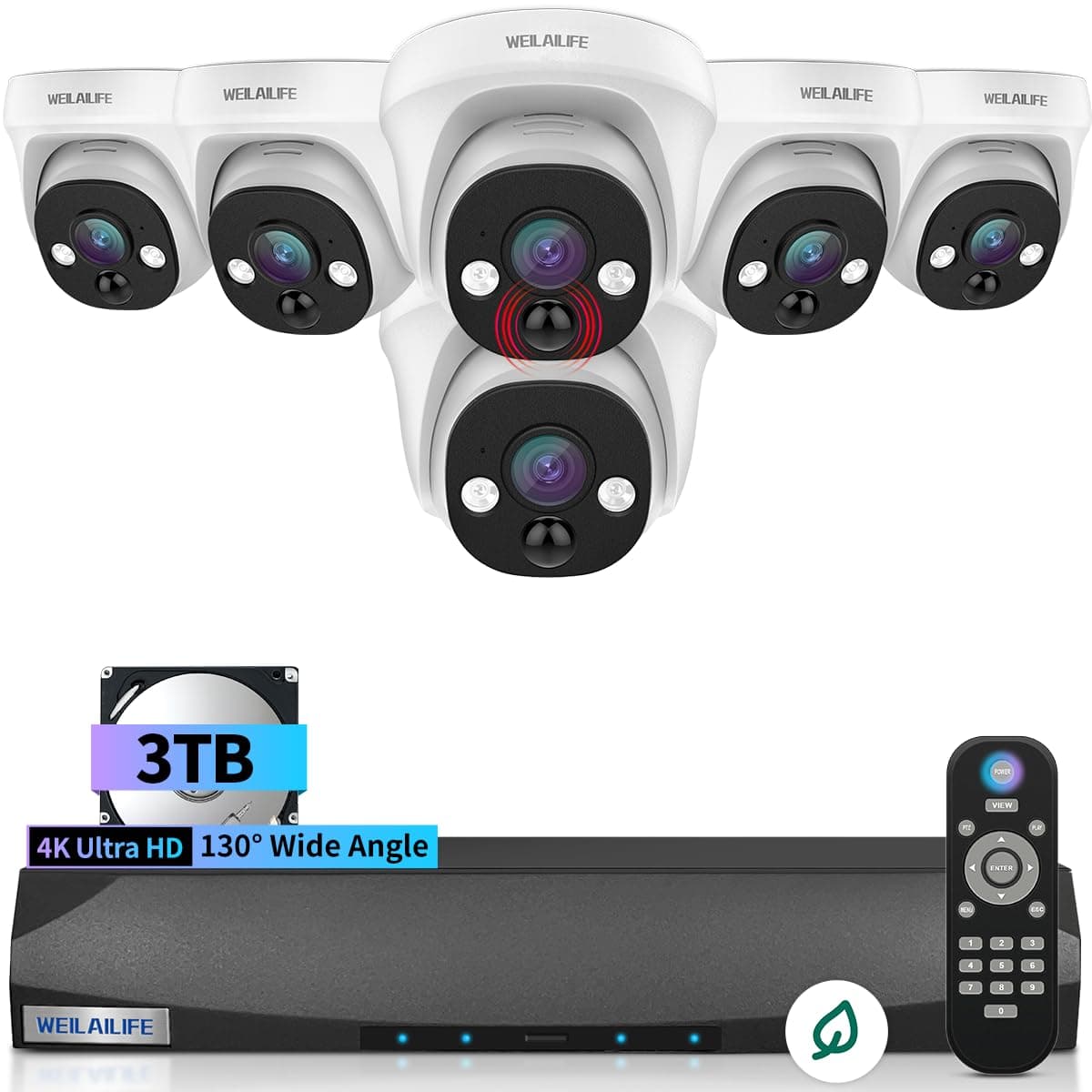 WEILAILIFE 【Audio Bidireccional】 Sistema de Cámaras de Seguridad Cableado, Sistema de Cámaras de Video para el Hogar, Cámaras IP POE para Exteriores, Kits de DVR de Vigilancia WL-03BP8MP02