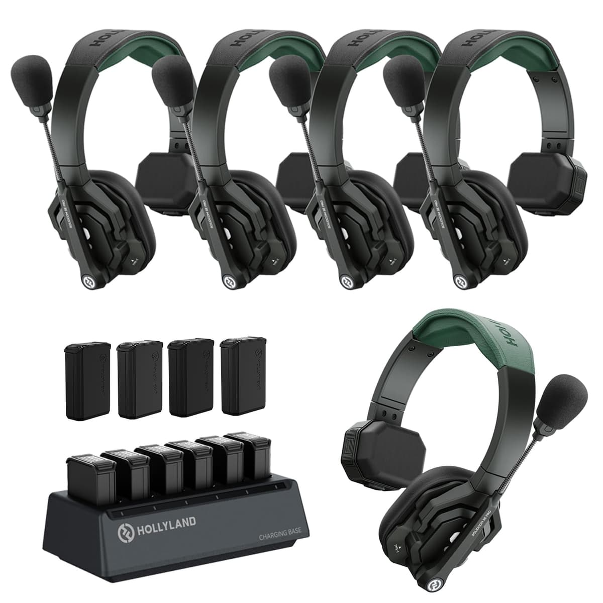 HollyView Hollyland Solidcom SE PRO Sistema de Intercomunicador Inalámbrico con Cancelación de Ruido para 5 Usuarios Comunicación de Equipo hasta 400 m con Auricular Mono 3.5 mm para Rodaje y Shows en Vivo (Versión 1.9 GHz)