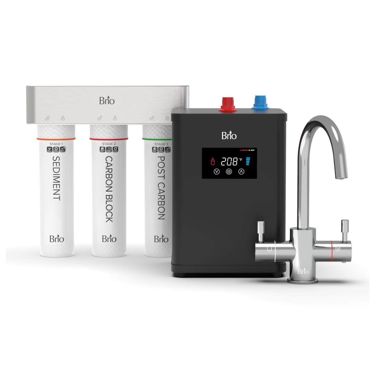 Brio CLIHD300CP 3-Stage Digital Instant Hot Water Undersink Dispenser con Grifo Doble en Cromo