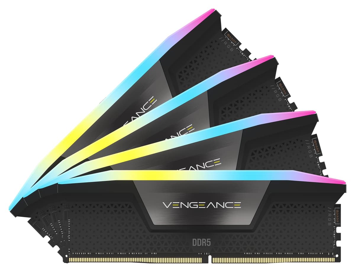 CORSAIR Vengeance RGB DDR5 RAM 96GB (4x24GB) 6000MHz CL30 Intel XMP iCUE Compatible Memoria para PC - Negro (CMH96GX5M4B6000C30)